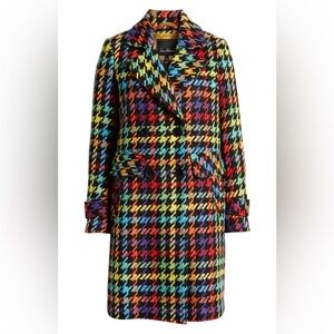 sam edelman double breasted pop plaid reefer coat
